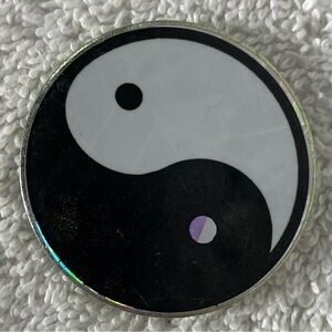 5/$35 Vintage 90s Metal Yin Yang Holographic Collectible POG Slammer